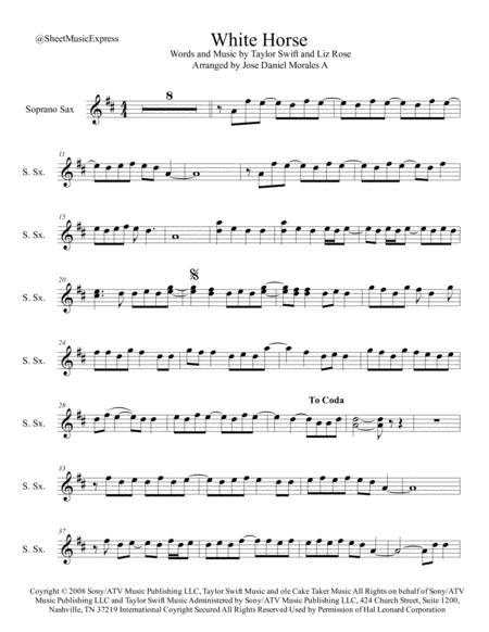 White Horse For Soprano Sax Sheet Music