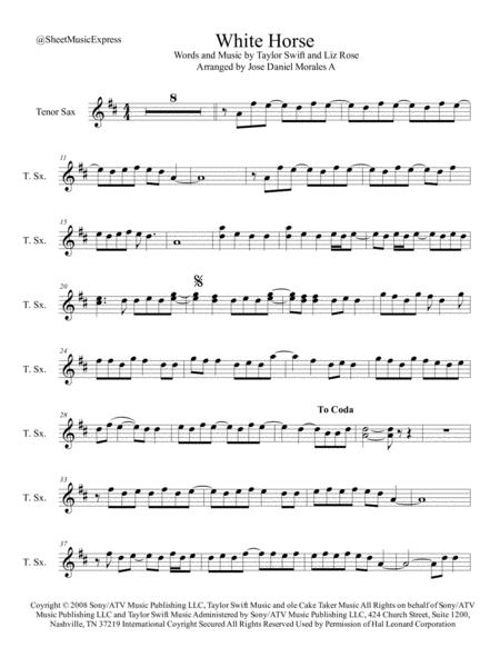 Free Sheet Music White Horse For Tenor Sax