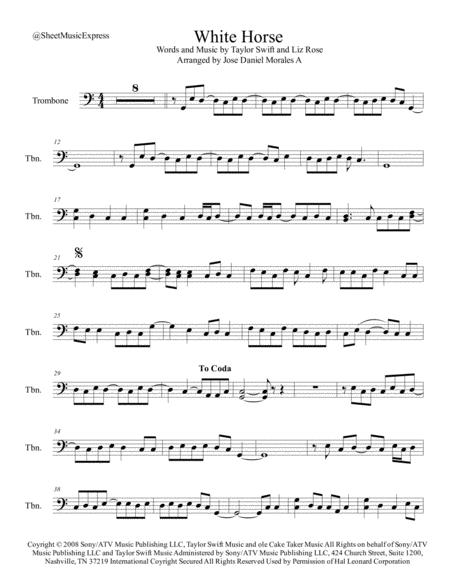 Free Sheet Music White Horse For Trombone