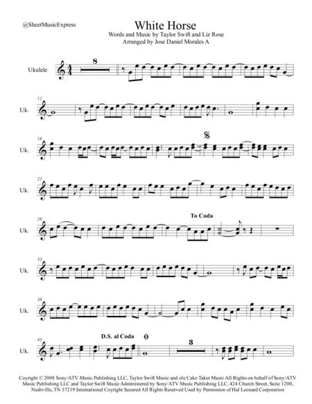 Free Sheet Music White Horse For Ukulele