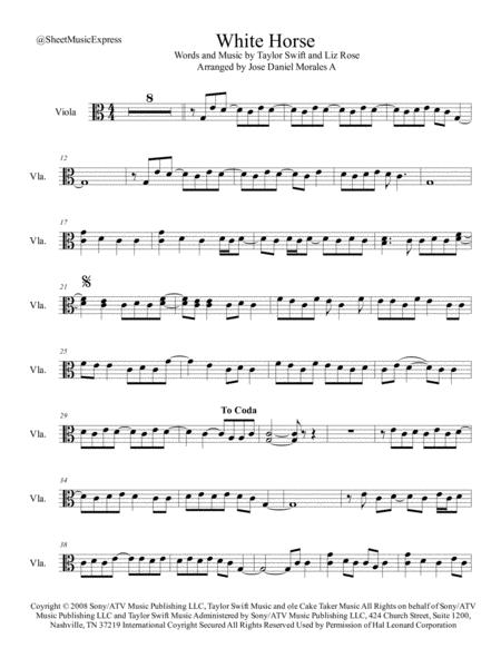 Free Sheet Music White Horse For Viola