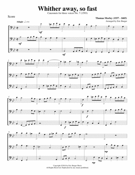 Whither Away So Fast For Trombone Or Low Brass Trio Sheet Music