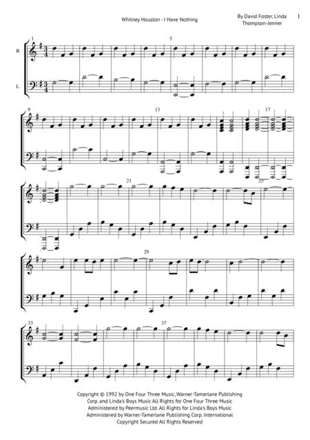 Free Sheet Music Whitney Houston I Have Nothing Piano Cover