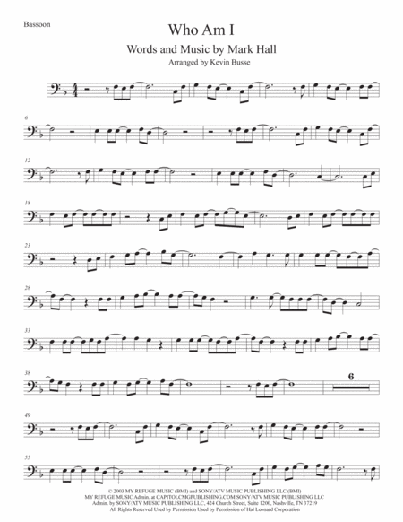 Who Am I Bassoon Sheet Music