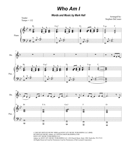 Free Sheet Music Who Am I Duet For Bb Trumpet And French Horn