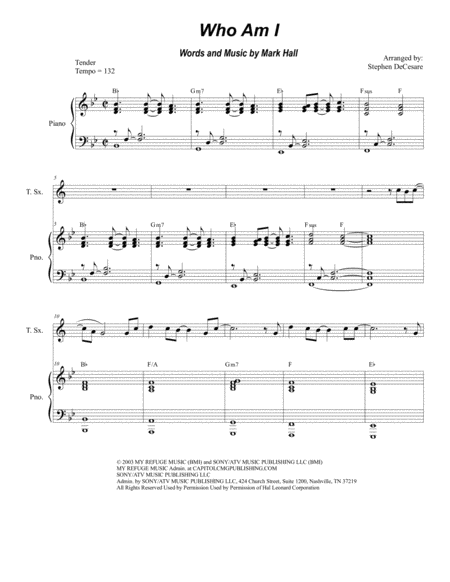 Who Am I Duet For Soprano And Tenor Saxophone Sheet Music