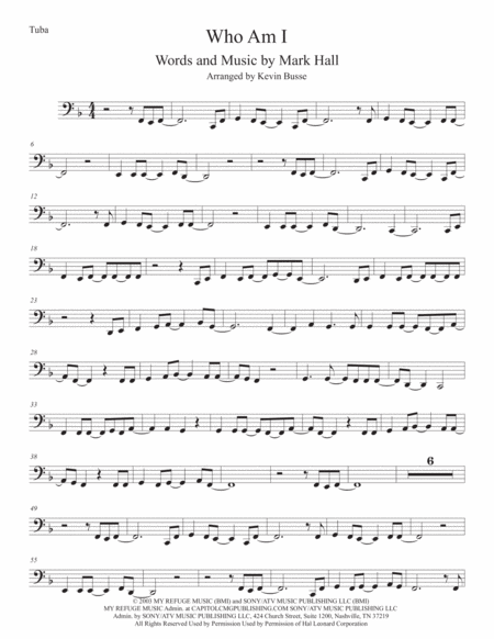 Who Am I Tuba Sheet Music