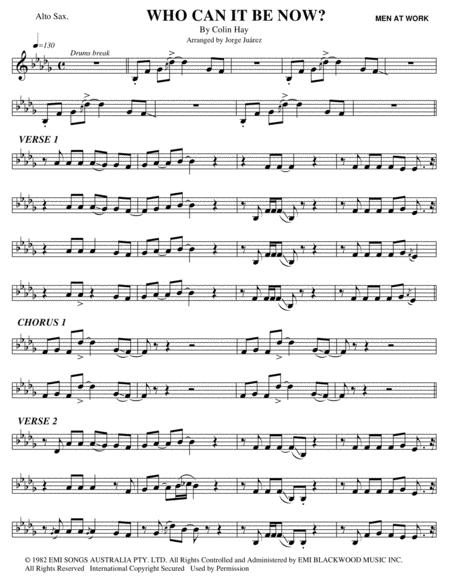 Who Can It Be Now Alto Sax Sheet Music