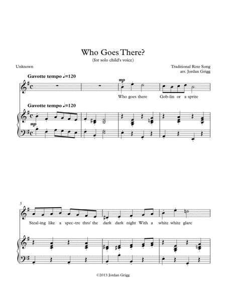 Who Goes There For Solo Childs Voice Sheet Music