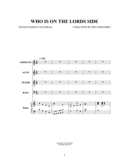 Free Sheet Music Who Is On The Lords Side