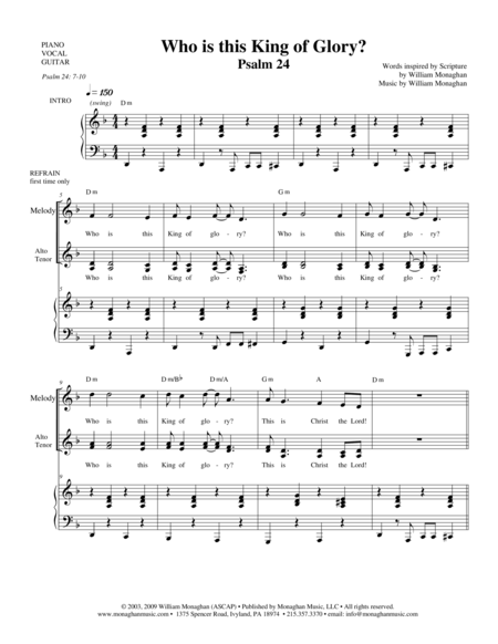 Free Sheet Music Who Is This King Of Glory Psalm 24