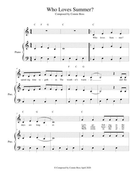 Who Loves Summer Kids Song Solo And Piano Sheet Music