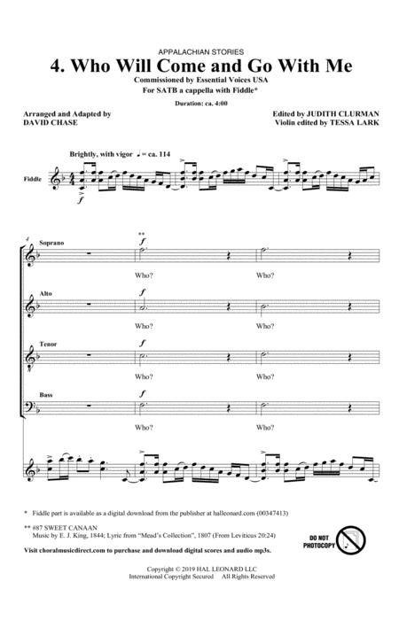 Who Will Come And Go With Me No 4 From Appalachian Stories Sheet Music