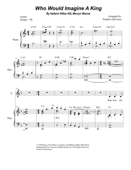 Free Sheet Music Who Would Imagine A King Duet For Soprano And Tenor Solo
