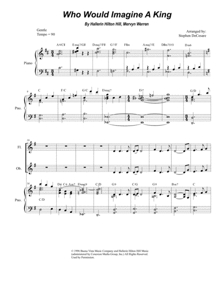 Free Sheet Music Who Would Imagine A King For Woodwind Quartet And Piano