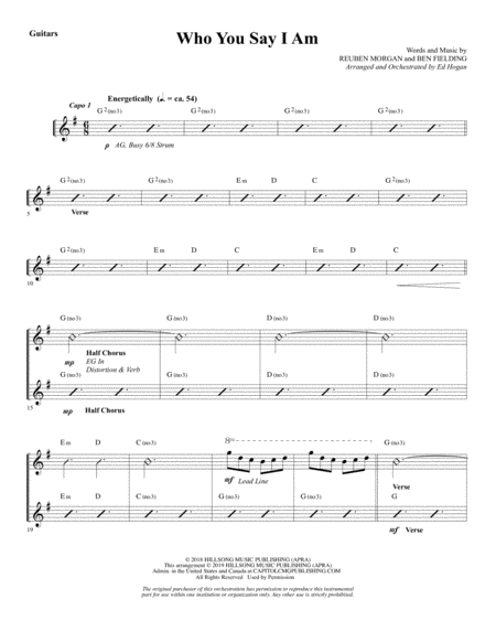 Who You Say I Am Arr Ed Hogan Guitars Sheet Music