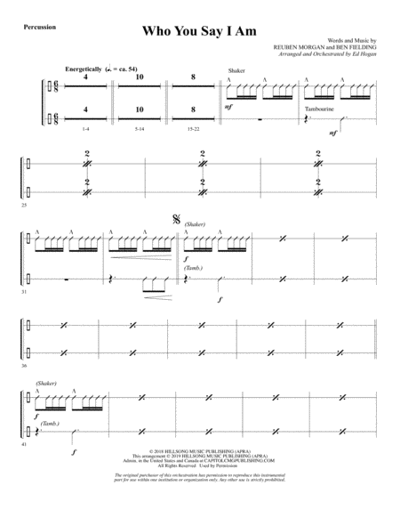 Who You Say I Am Arr Ed Hogan Percussion Sheet Music