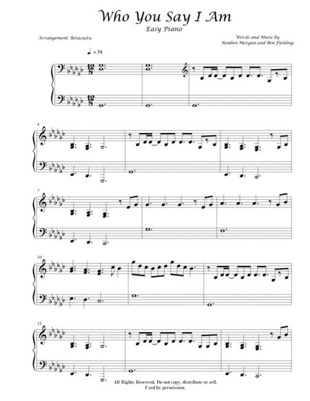 Free Sheet Music Who You Say I Am Hillsong Worship Sheet Music Easy