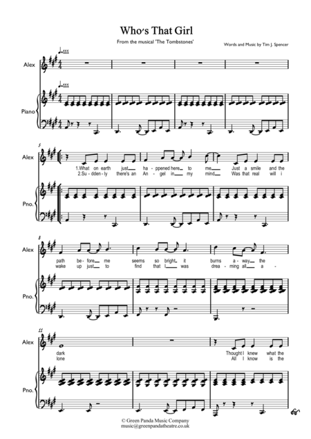 Free Sheet Music Whos That Girl From The Musical The Tombstones