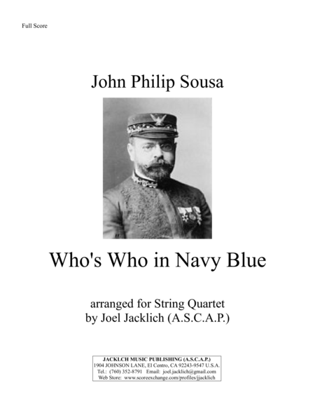 Whos Who In Navy Blue March For String Quartet Sheet Music