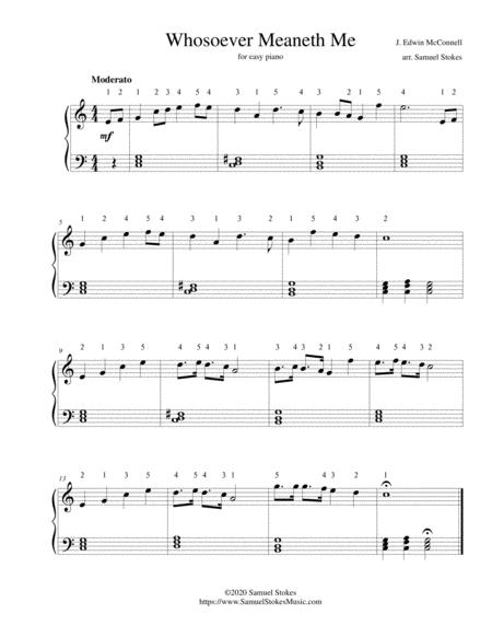 Free Sheet Music Whosoever Meaneth Me For Easy Piano