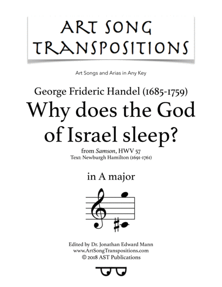 Why Does The God Of Israel Sleep A Major Sheet Music