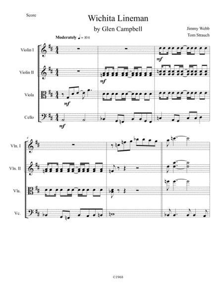 Free Sheet Music Wichita Lineman