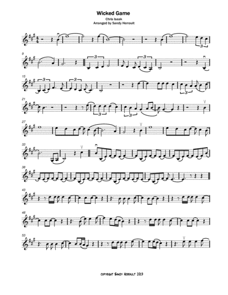 Wicked Game Chris Isaak Violin Solo Sheet Music