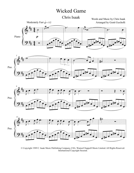 Wicked Game Piano Solo Sheet Music