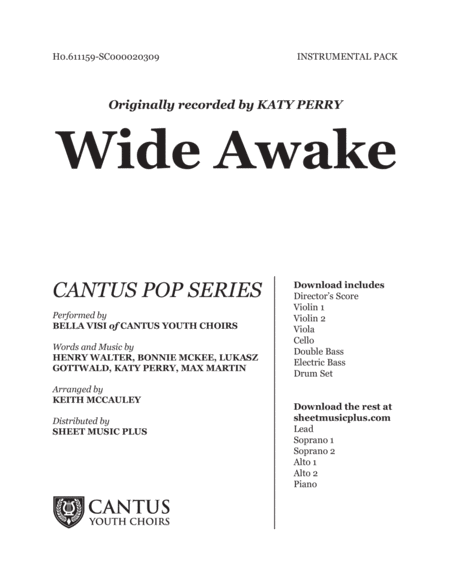 Wide Awake Instrumental Pack Sheet Music