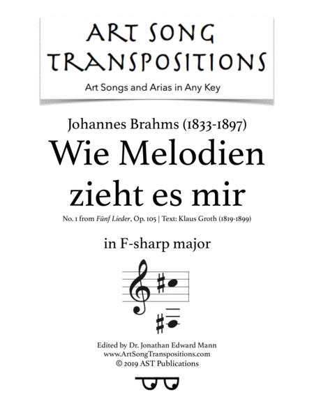 Free Sheet Music Wie Melodien Zieht Es Mir Op 105 No 1 F Sharp Major