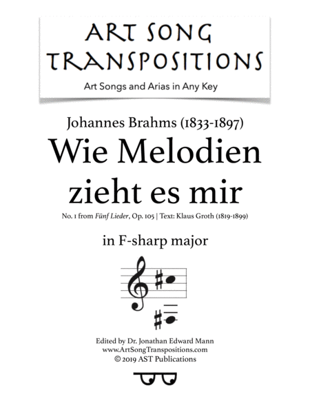 Wie Melodien Zieht Es Mir Op 105 No 1 F Sharp Major Sheet Music