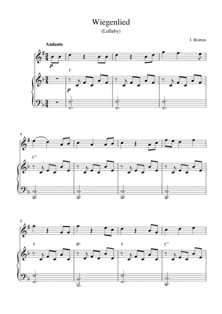 Free Sheet Music Wiegenlied Lullaby Soprano Saxophone Solo And Piano Accompaniment