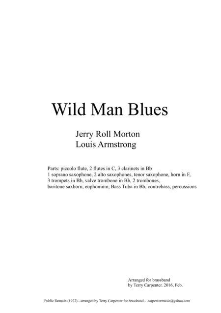 Free Sheet Music Wild Man Blues Armstrong For Brassband