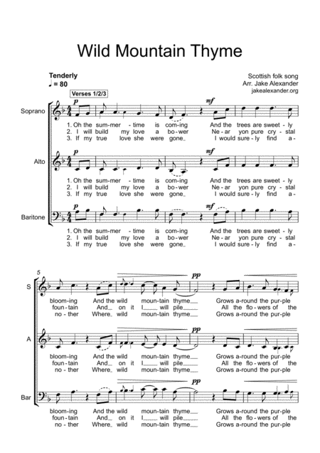 Wild Mountain Thyme Sabar Sheet Music