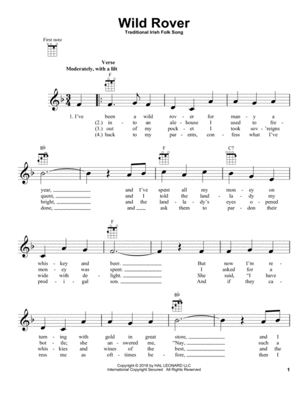 Free Sheet Music Wild Rover