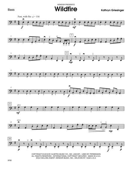 Free Sheet Music Wildfire Bass