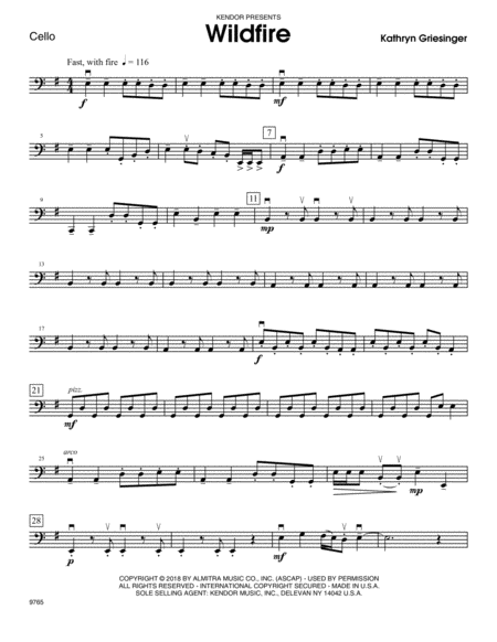 Wildfire Cello Sheet Music