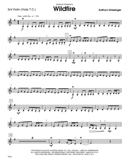 Wildfire Violin 3 Violat C Sheet Music