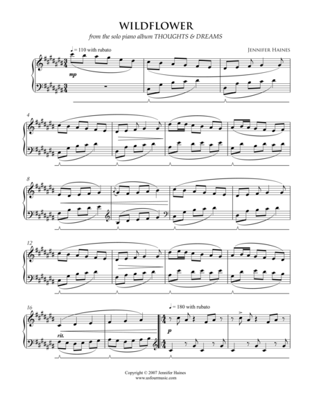 Wildflower Sheet Music