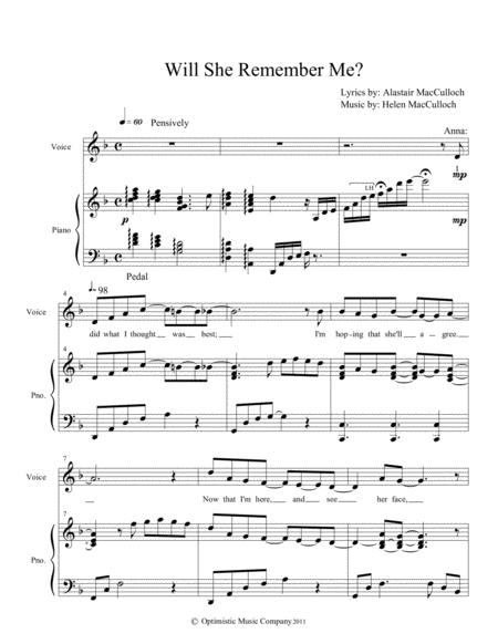 Will She Remember Me Sheet Music