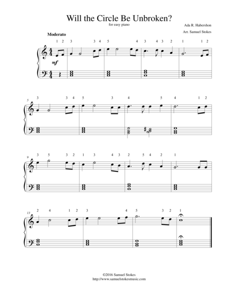 Will The Circle Be Unbroken For Easy Piano Sheet Music