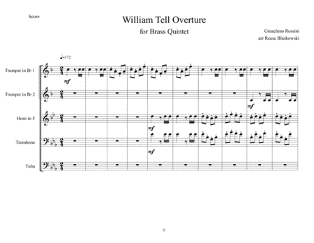 William Tell Overture Brass Quintet Sheet Music