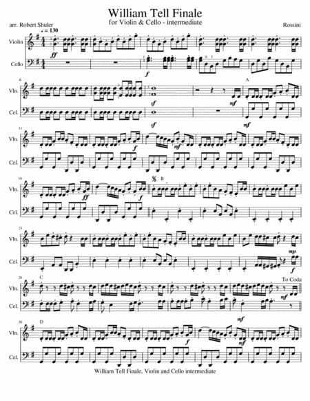 Free Sheet Music William Tell Overture Finale Violin Cello Intermediate
