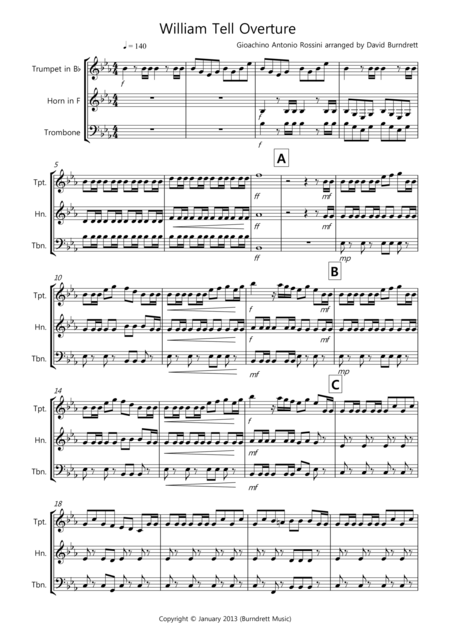 William Tell Overture For Brass Trio Sheet Music