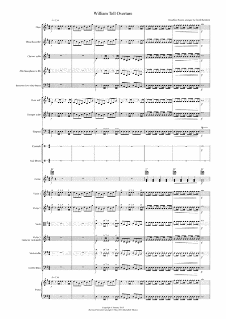 Free Sheet Music William Tell Overture For School Orchestra Version Two