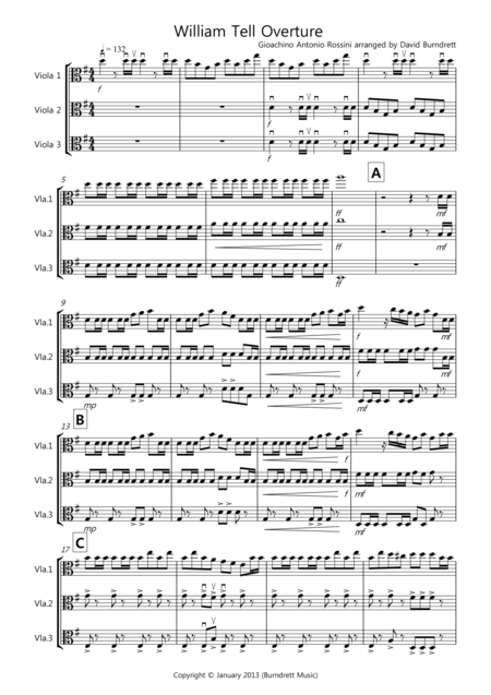 William Tell Overture For Viola Trio Sheet Music