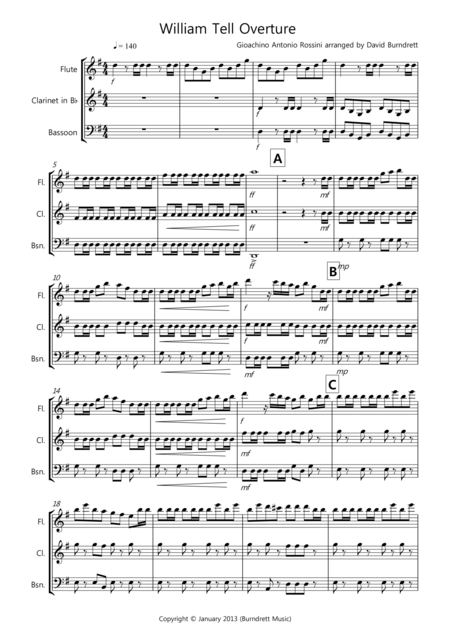 Free Sheet Music William Tell Overture For Wind Trio