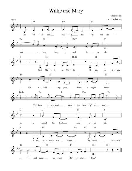 Free Sheet Music Willie And Mary