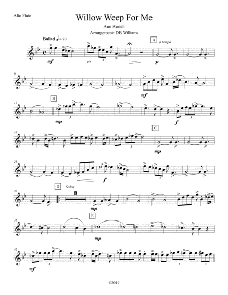Free Sheet Music Willow Weep For Me Alto Flute